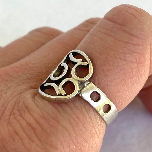 Sterling Silver 925 Mexico Modernist Geometric Scrolling Band Ring Sz 8.75 - Picture 3 of 16